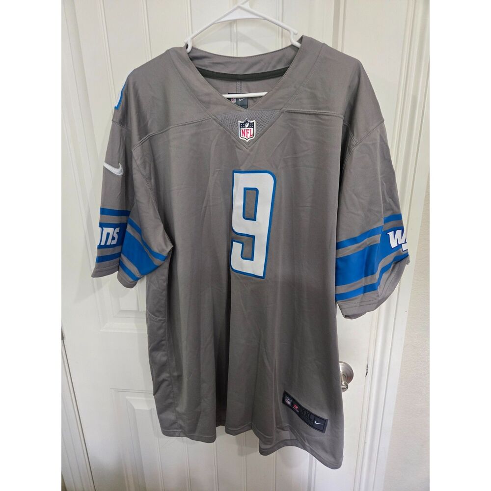 Nike Detroit Lions Jameson Williams #9 NFL Jersey Men’s XXL Gray Blue On Field